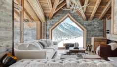 Stylish Chalet Overlooking Snowy Mountain Peaks